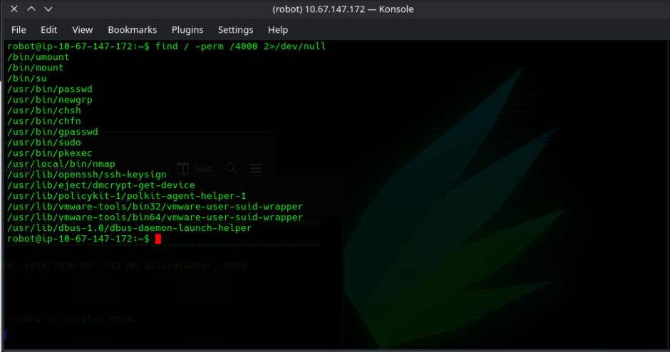 SUID nmap and GTFObins escalation path