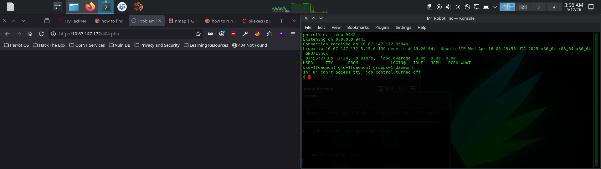 reverse shell foothold via 404 template