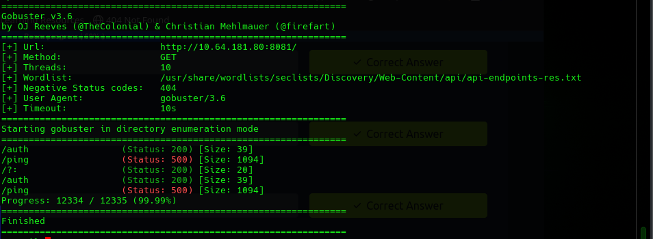 gobuster API endpoint enumeration
