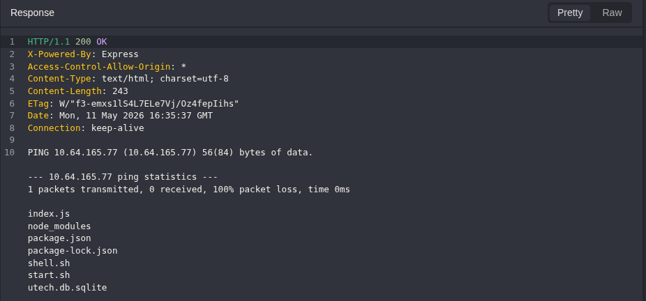 HTTP response showing directory listing